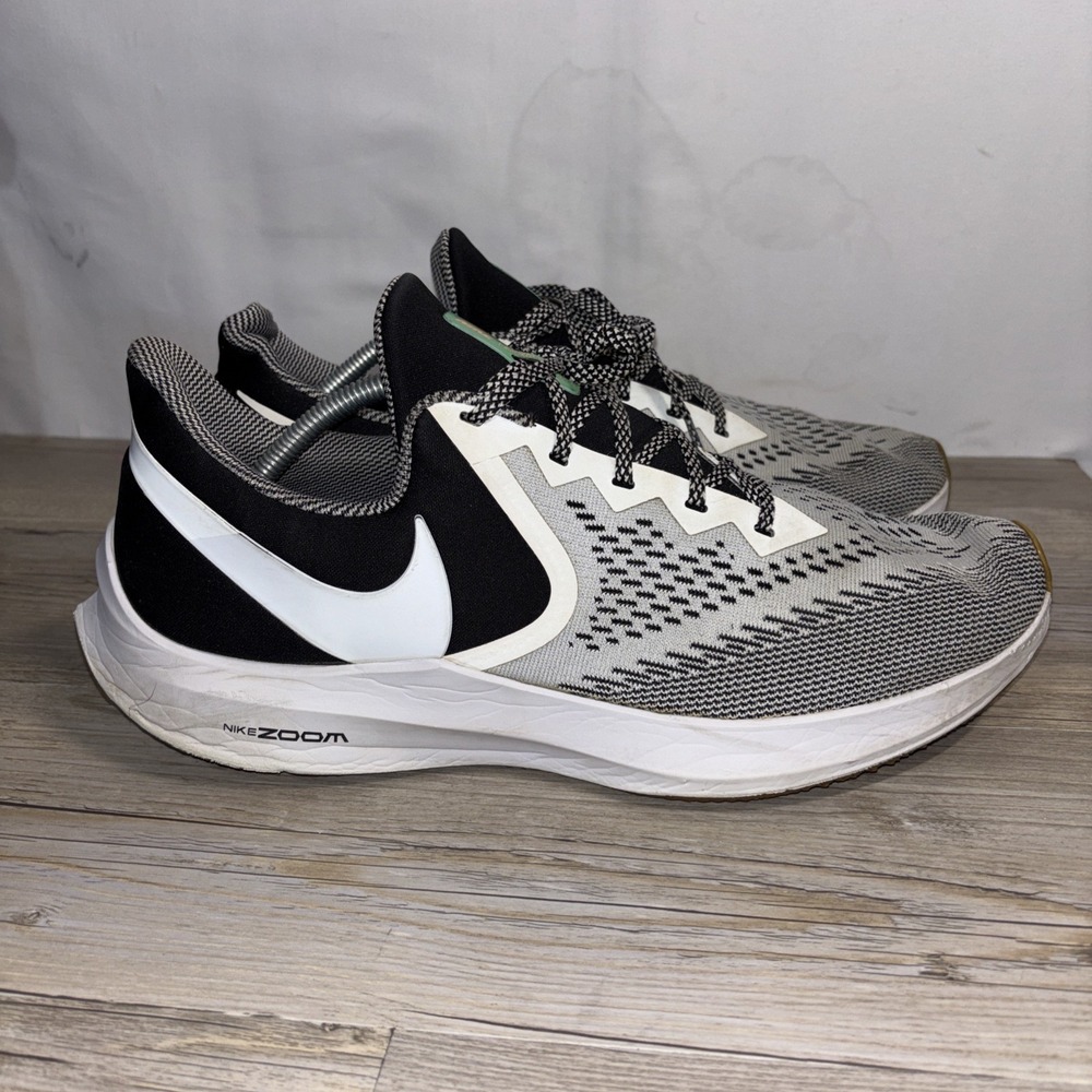 Men's 14 Nike Zoom Winflo SE Running Shoes Black White Gray Training Sneaker